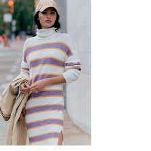 Daily Practice Anthropologie NWT Karigan Striped Turtleneck Sweater Dress Size L